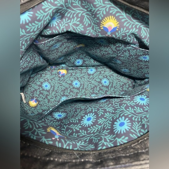 Vera Bradley 'Denim Navy Midnight Garden' Turquoise Floral Embroidered & Quilted - Picture 4 of 16